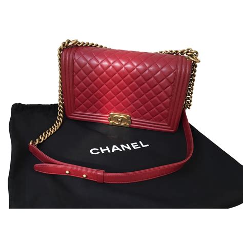 chanel boy bag red|Chanel black boyfriend bag.